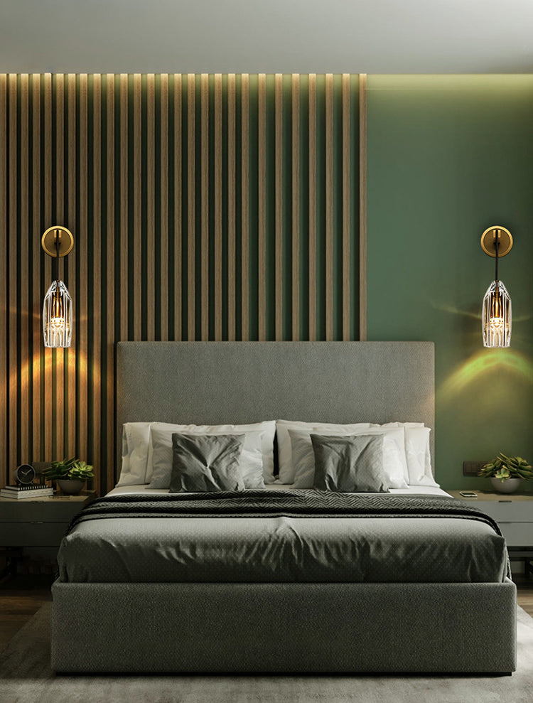 Crystal Gold LED Wall Lamp in Modern Luxury Style Copper Hanging Wall Sconce for Interior Spaces