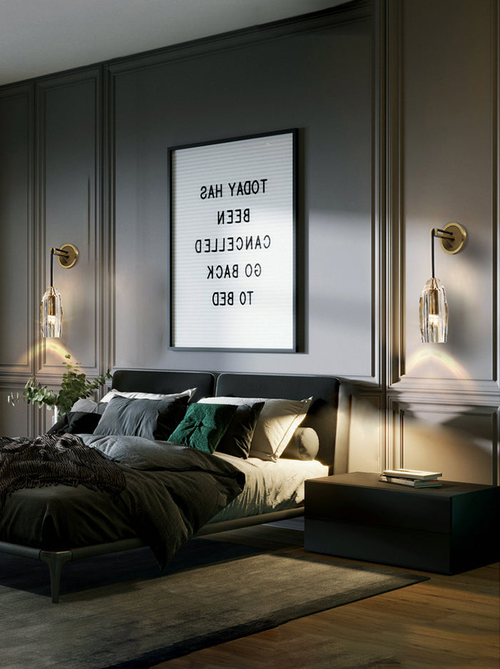 Crystal Gold LED Wall Lamp in Modern Luxury Style Copper Hanging Wall Sconce for Interior Spaces