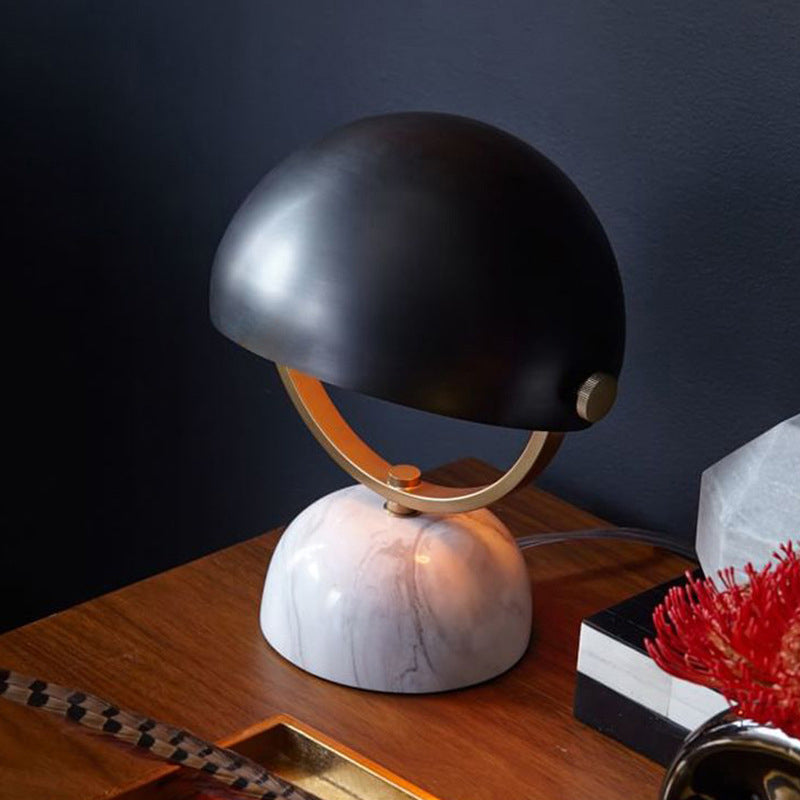 Hemispherical Bedside Table Lighting Metal 1 Bulb Postmodern Nightstand Light in Black
