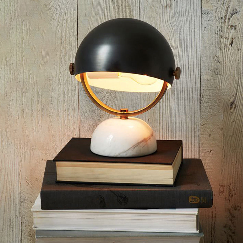Hemispherical Bedside Table Lighting Metal 1 Bulb Postmodern Nightstand Light in Black