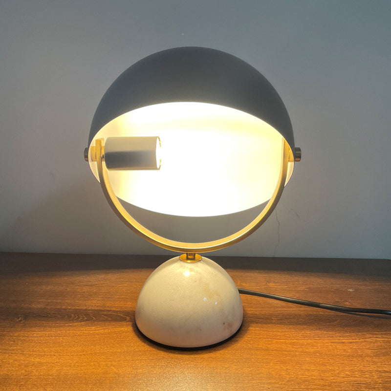 Hemispherical Bedside Table Lighting Metal 1 Bulb Postmodern Nightstand Light in Black