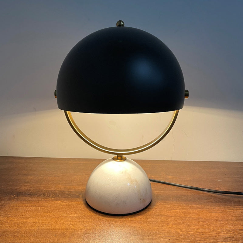 Hemispherical Bedside Table Lighting Metal 1 Bulb Postmodern Nightstand Light in Black