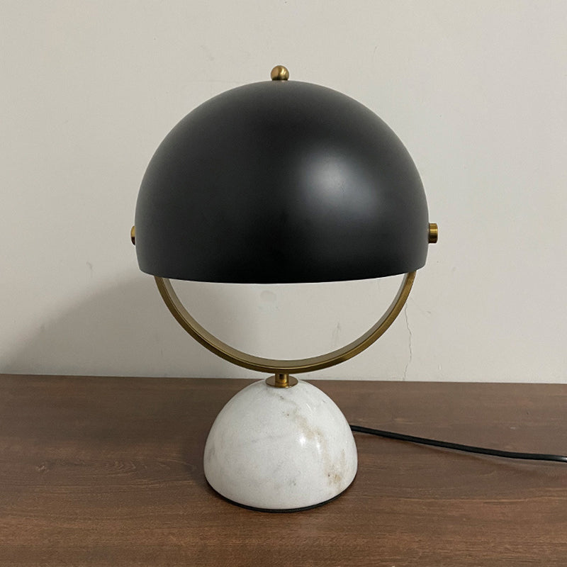 Hemispherical Bedside Table Lighting Metal 1 Bulb Postmodern Nightstand Light in Black