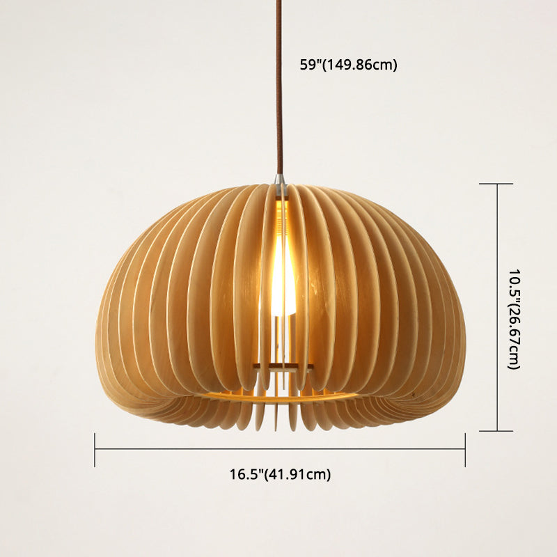 1 Light Pumpkin Hanging Ceiling Lights Creative Modern Wood Pendant for Clothing Store