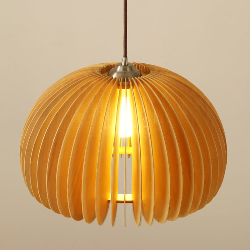 1 Light Pumpkin Hanging Ceiling Lights Creative Modern Wood Pendant for Clothing Store