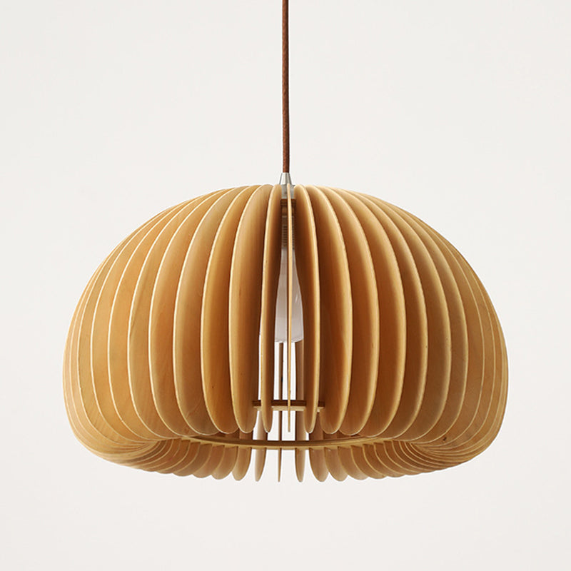 1 Light Pumpkin Hanging Ceiling Lights Creative Modern Wood Pendant for Clothing Store