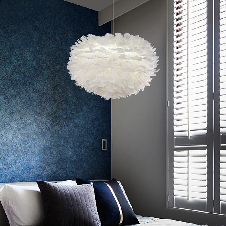 Lámpara de lámpara esférica lámpara moderna simplicidad de plumas de tono colgante para restaurante para restaurante