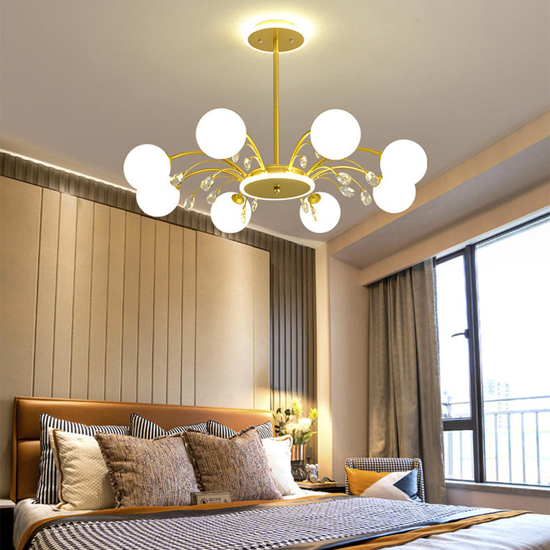 Modern Simplicity Round Ceiling Chandelier Milk Glass Hanging Light for Living Room