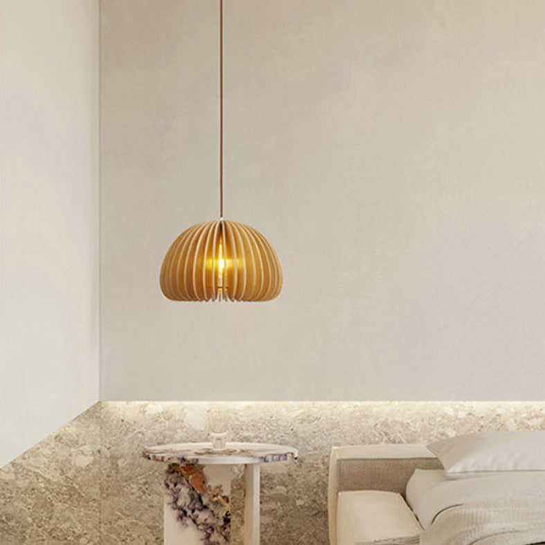 1 Light Pumpkin Hanging Ceiling Lights Creative Modern Wood Pendant for Clothing Store