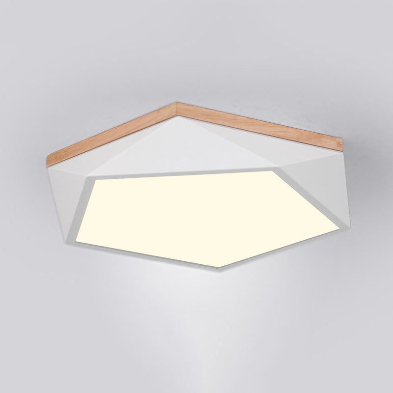 Plafonnier à LED géométrique en bois de style minimaliste moderne avec encastrement en fer forgé macaron avec abat - jour en acrylique
