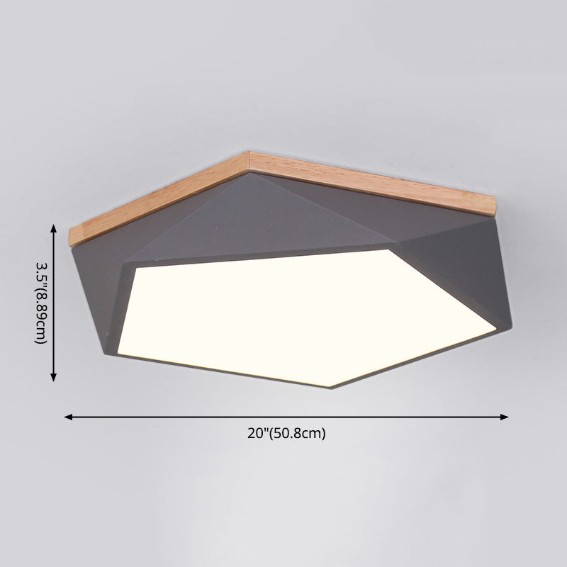 Plafonnier à LED géométrique en bois de style minimaliste moderne avec encastrement en fer forgé macaron avec abat - jour en acrylique