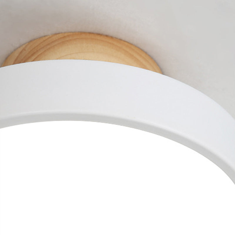 Plafoniera LED Macaron moderna e alla moda, circolare in legno, da incasso, con paralume in acrilico