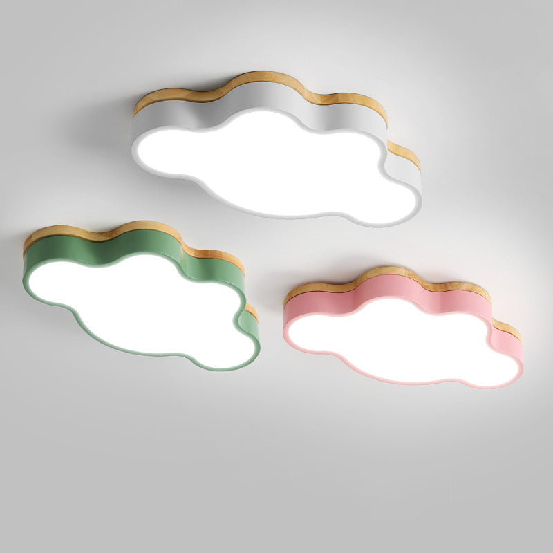 Le nuage en bois LED Ceiling Fixture in Modern Creative Style Acrylique Macaron Flush Mount for Bedroom