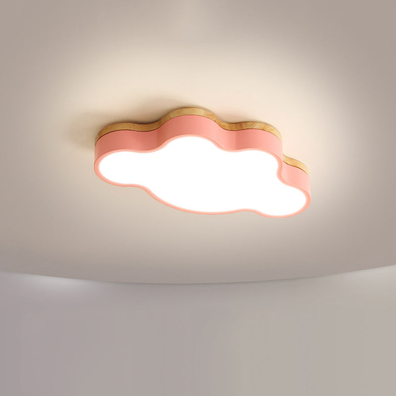 Le nuage en bois LED Ceiling Fixture in Modern Creative Style Acrylique Macaron Flush Mount for Bedroom