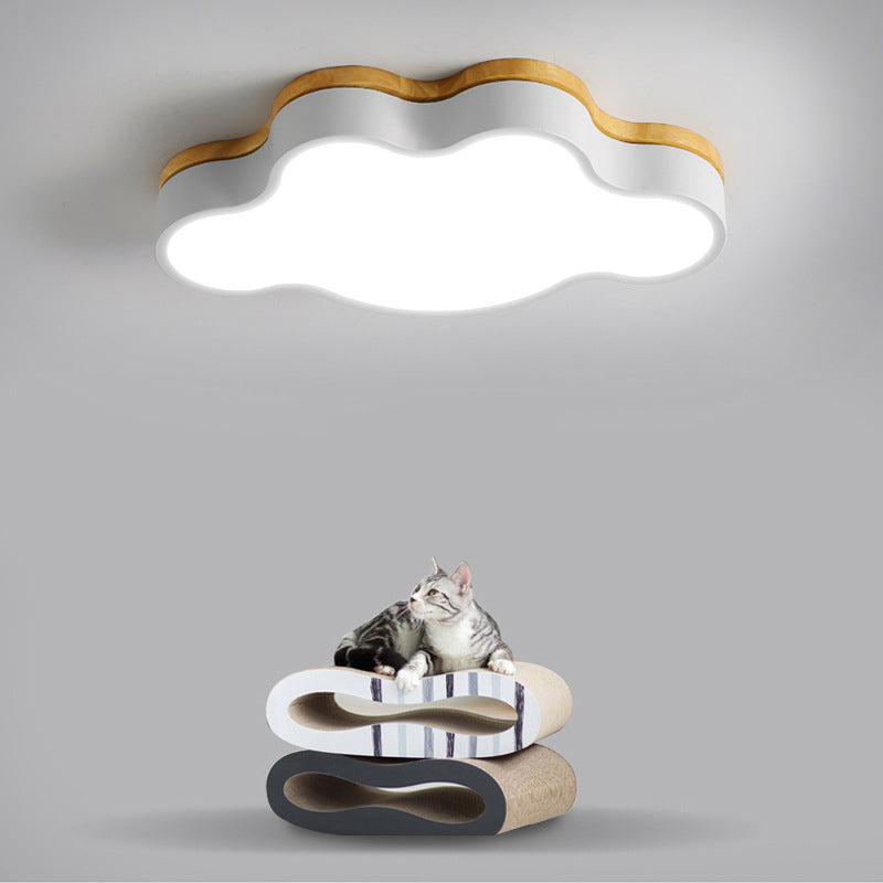 Le nuage en bois LED Ceiling Fixture in Modern Creative Style Acrylique Macaron Flush Mount for Bedroom