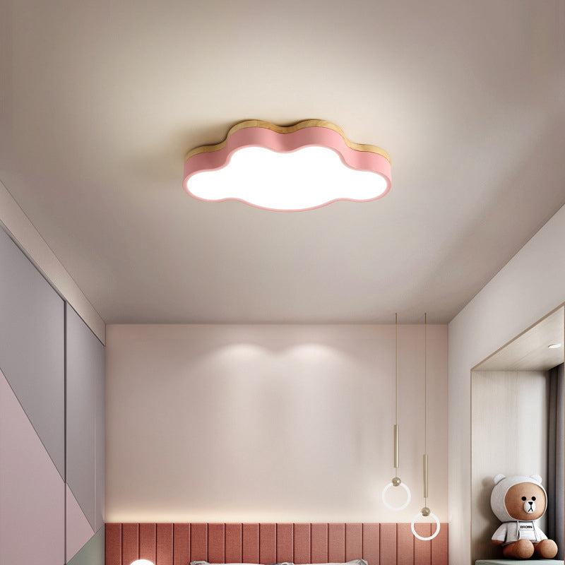 Le nuage en bois LED Ceiling Fixture in Modern Creative Style Acrylique Macaron Flush Mount for Bedroom