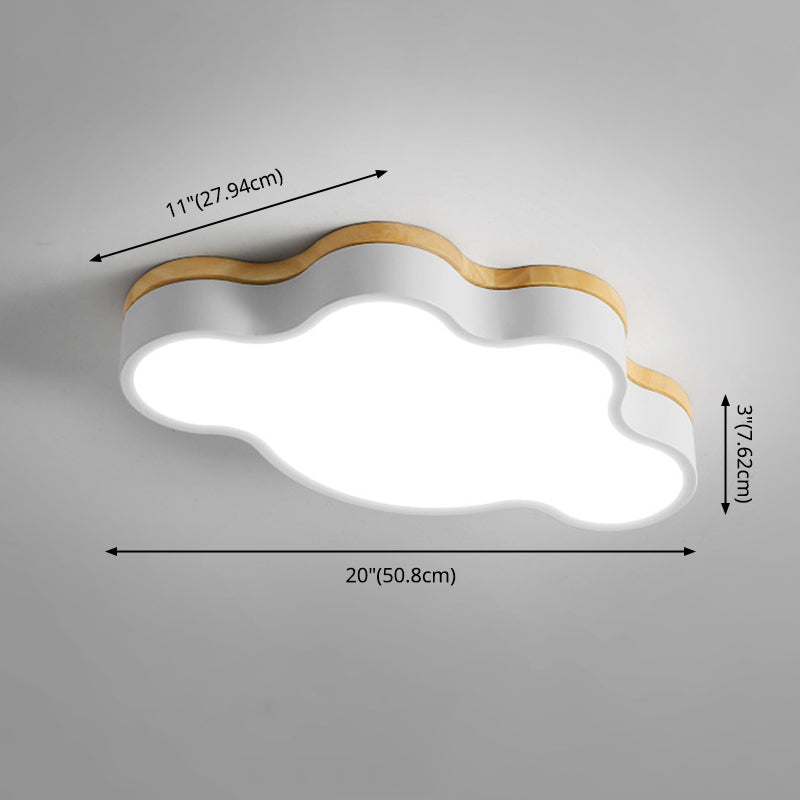 Le nuage en bois LED Ceiling Fixture in Modern Creative Style Acrylique Macaron Flush Mount for Bedroom