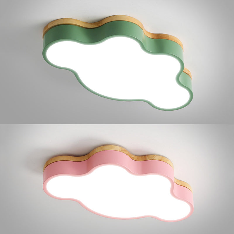 Le nuage en bois LED Ceiling Fixture in Modern Creative Style Acrylique Macaron Flush Mount for Bedroom