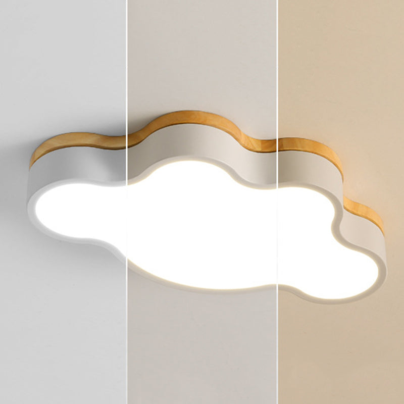 Le nuage en bois LED Ceiling Fixture in Modern Creative Style Acrylique Macaron Flush Mount for Bedroom