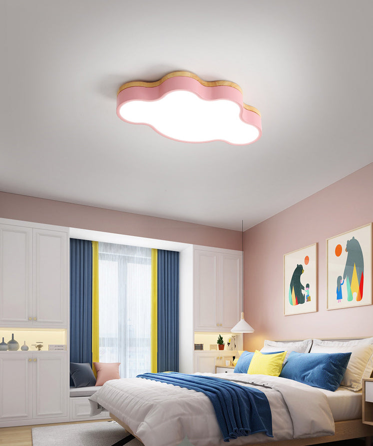 Le nuage en bois LED Ceiling Fixture in Modern Creative Style Acrylique Macaron Flush Mount for Bedroom