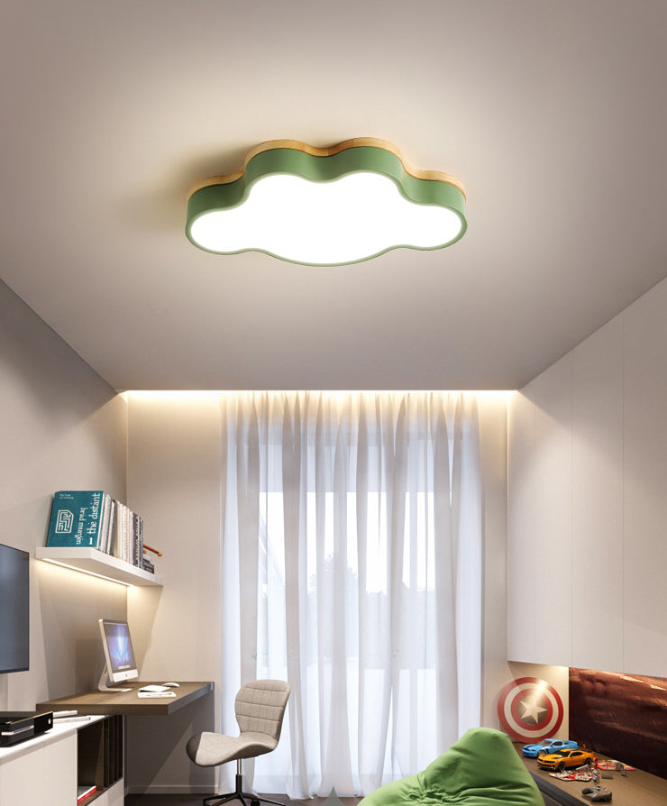 Le nuage en bois LED Ceiling Fixture in Modern Creative Style Acrylique Macaron Flush Mount for Bedroom