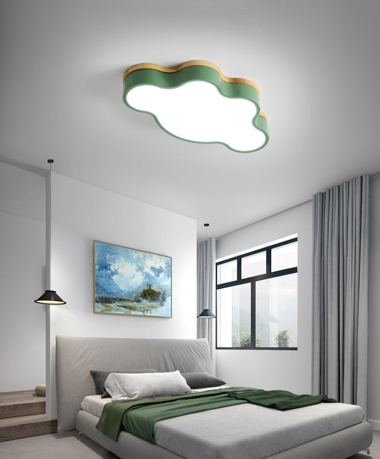 Le nuage en bois LED Ceiling Fixture in Modern Creative Style Acrylique Macaron Flush Mount for Bedroom