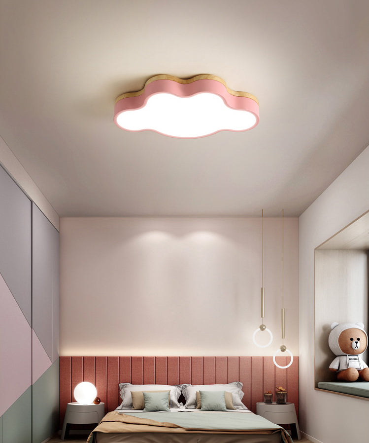 Le nuage en bois LED Ceiling Fixture in Modern Creative Style Acrylique Macaron Flush Mount for Bedroom