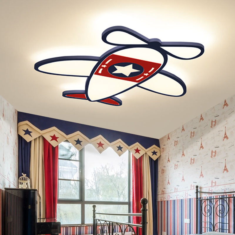 Airplane Metal Cartoon Flush Mount LED 1-Light Flush Light Fixture for Children Bedroom