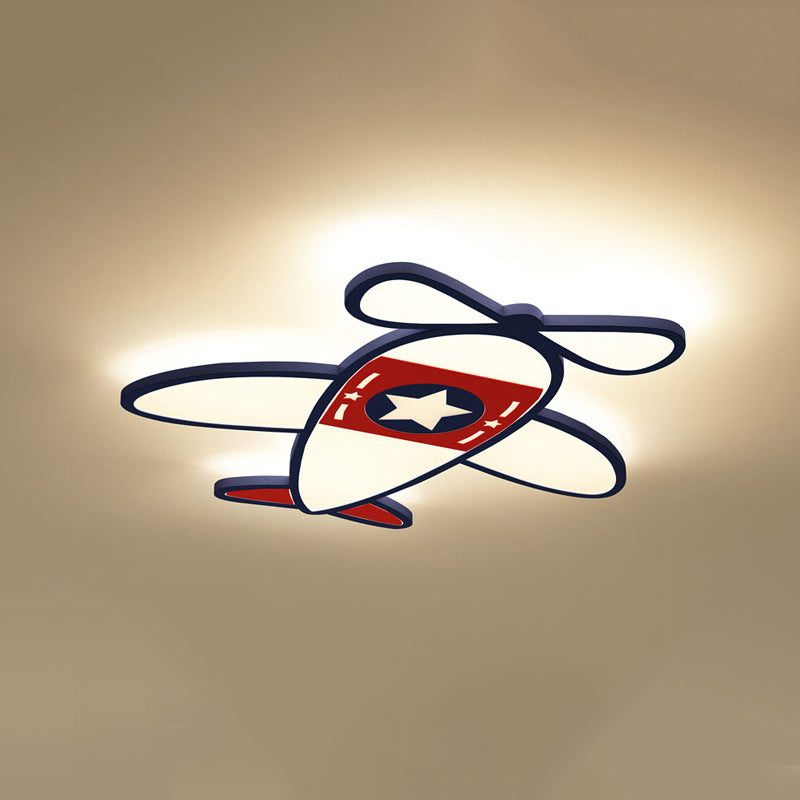 Airplane Metal Cartoon Flush Mount LED 1-Light Flush Light Fixture for Children Bedroom