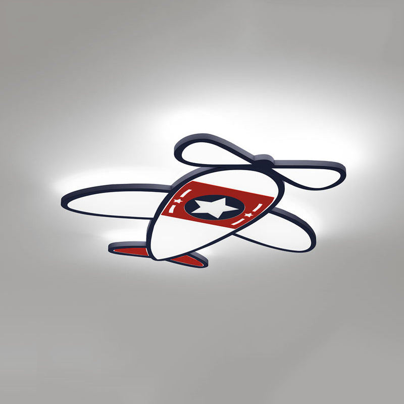Airplane Metal Cartoon Flush Mount LED 1-Light Flush Light Fixture for Children Bedroom