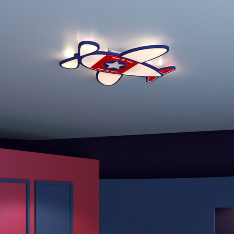 Airplane Metal Cartoon Flush Mount LED 1-Light Flush Light Fixture for Children Bedroom