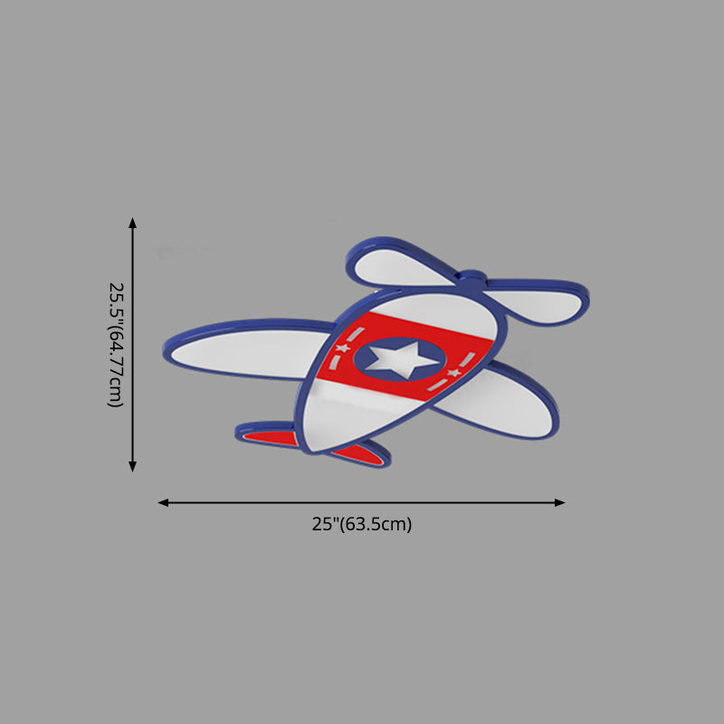 Airplane Metal Cartoon Flush Mount LED 1-Light Flush Light Fixture for Children Bedroom