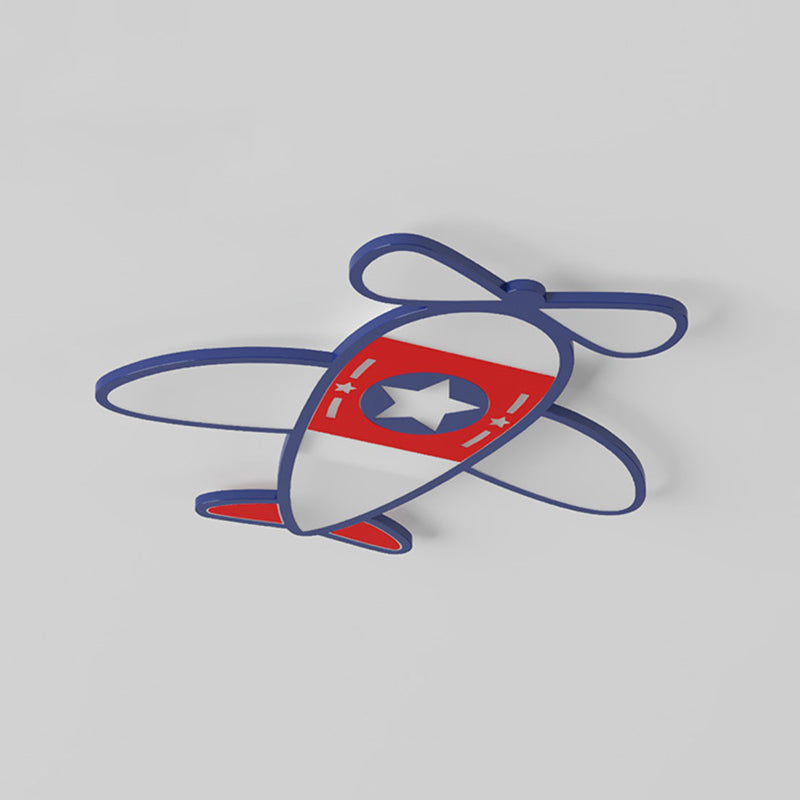 Airplane Metal Cartoon Flush Mount LED 1-Light Flush Light Fixture for Children Bedroom