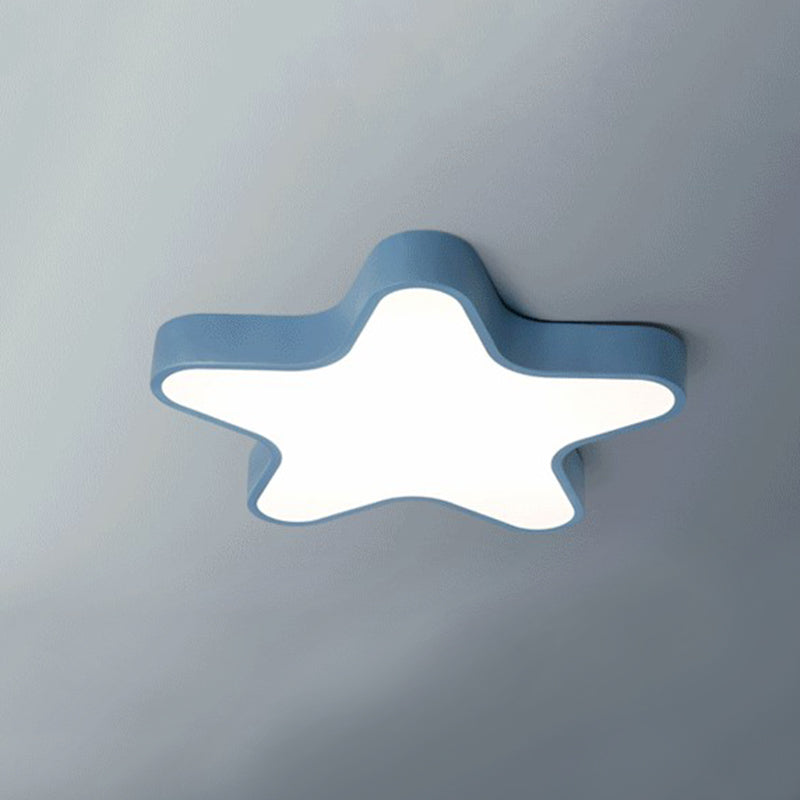 Modern Creative Macaron LED Ceiling Light Wrought Iron Star Flush Mount with Acrylic Shade