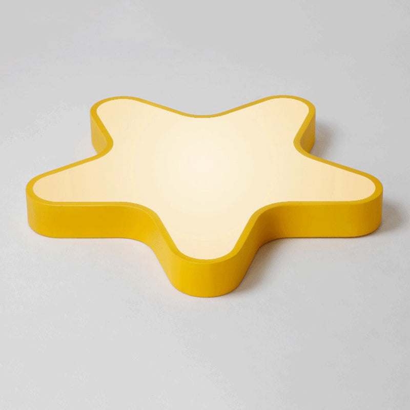 Modern Creative Macaron LED Ceiling Light Wrought Iron Star Flush Mount with Acrylic Shade