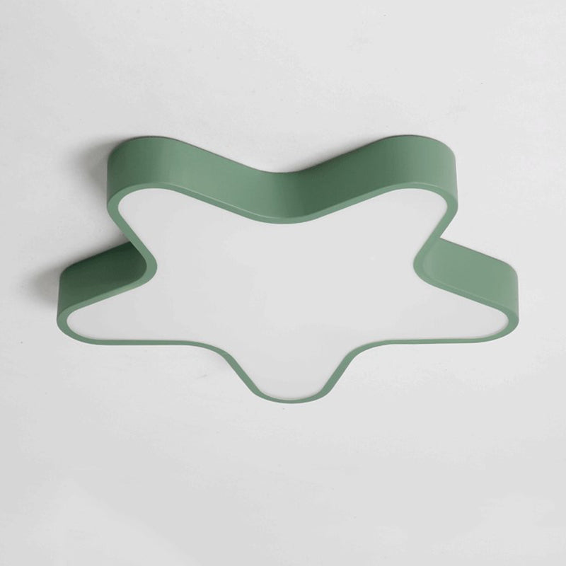 Modern Creative Macaron LED Ceiling Light Wrought Iron Star Flush Mount with Acrylic Shade