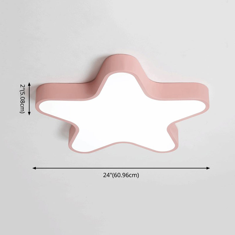 Modern Creative Macaron LED Ceiling Light Wrought Iron Star Flush Mount with Acrylic Shade