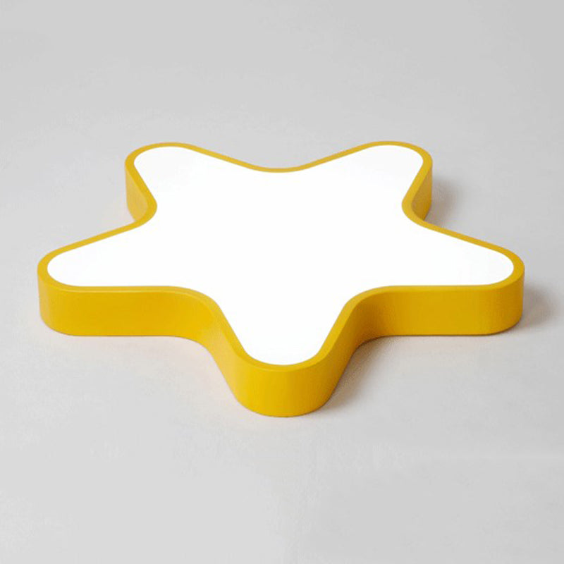 Modern Creative Macaron LED Ceiling Light Wrought Iron Star Flush Mount with Acrylic Shade