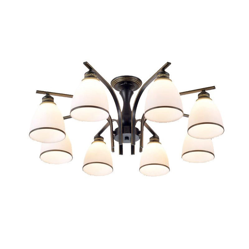 White Glass Modern Flush Mount Ceiling Light Starburst Semi Flush Mount Light