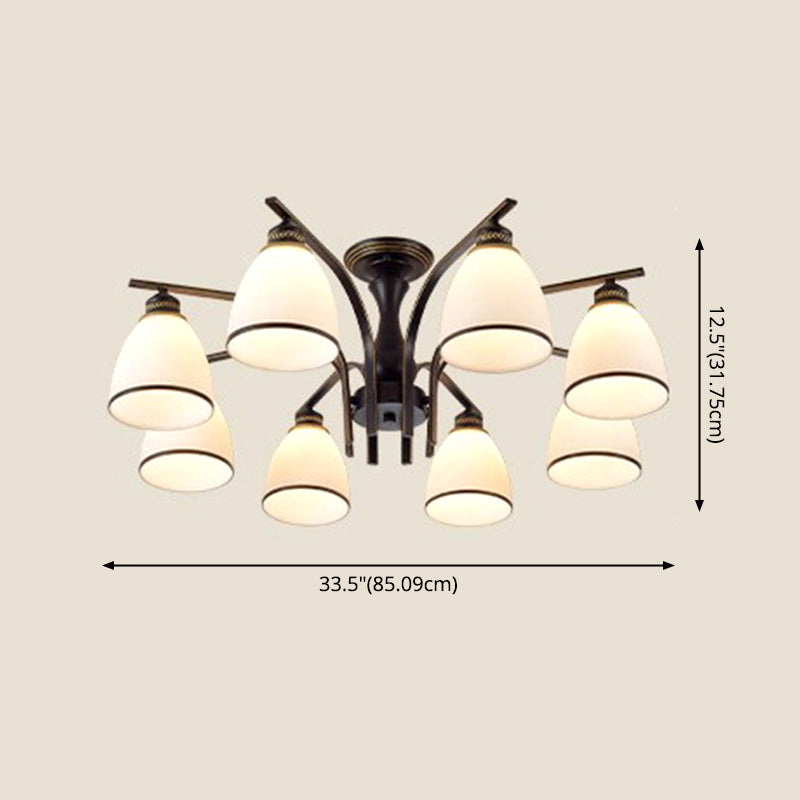 White Glass Modern Flush Mount Ceiling Light Starburst Semi Flush Mount Light