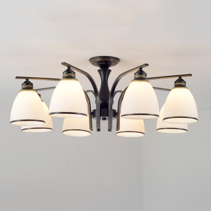 White Glass Modern Flush Mount Ceiling Light Starburst Semi Flush Mount Light