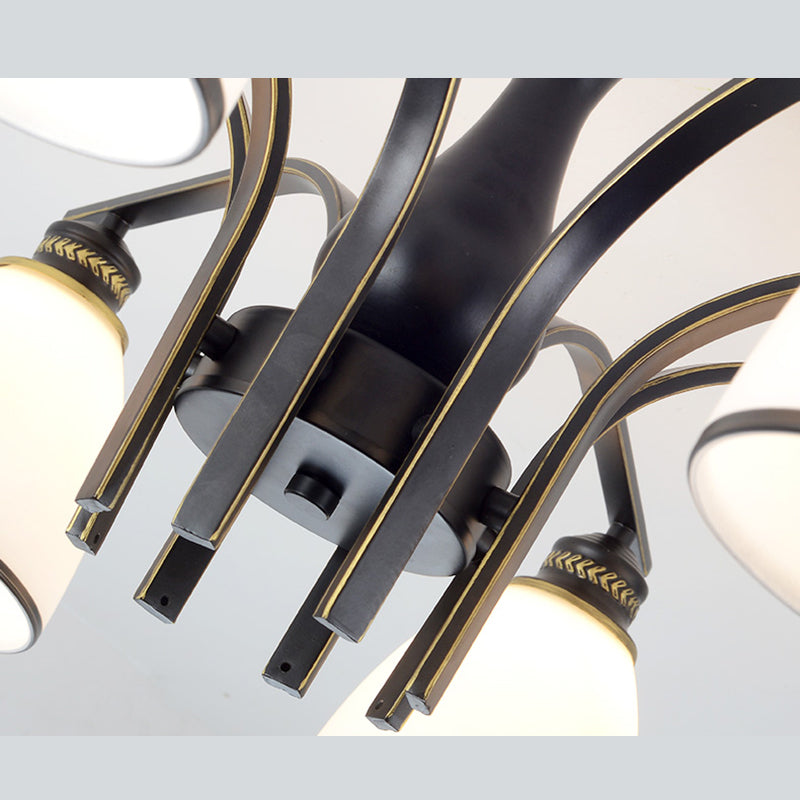 White Glass Modern Flush Mount Ceiling Light Starburst Semi Flush Mount Light