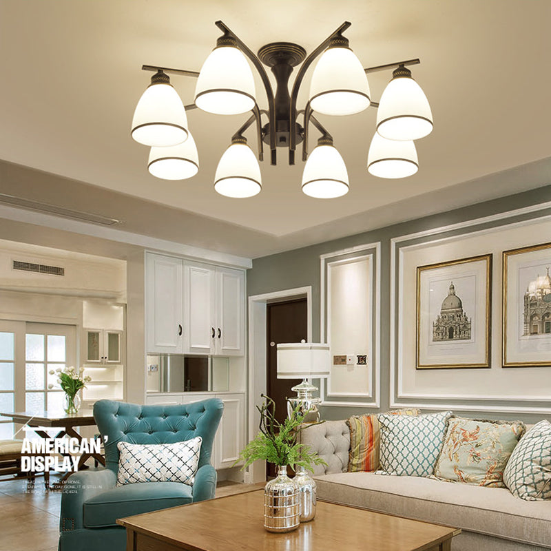 White Glass Modern Flush Mount Ceiling Light Starburst Semi Flush Mount Light
