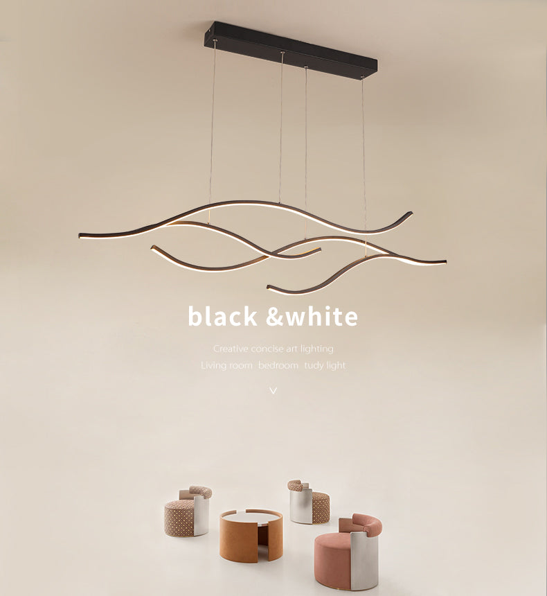 New Modern Island Chandelier Linear Metal Chandelier Lighting Fixture for Dining Room