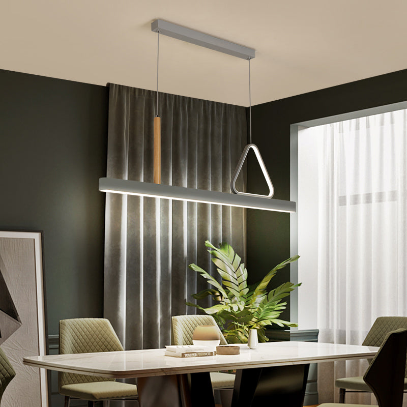 Sala de estar nueva iluminación moderna de isla LED lineal de metal lineal en gris