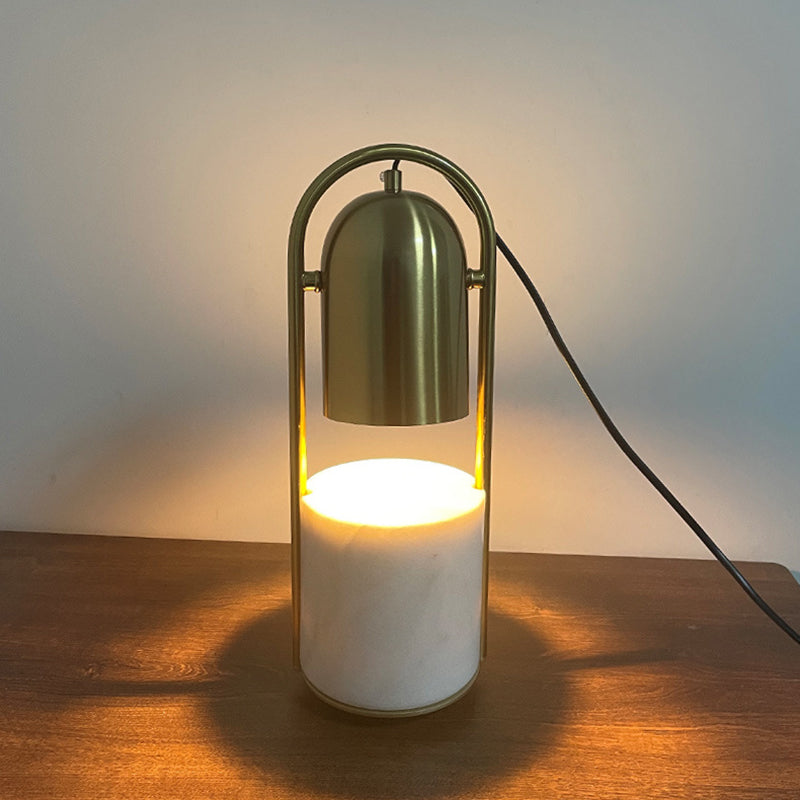 Gold Plated Cylindrical Table Light Post-modern 1 Head Metal Night Lamp with Marble Base