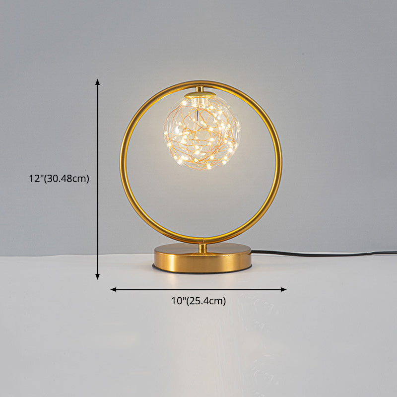 Ball Clear Glass Table Lamp Modern Starry LED Nightstand Light for Living Room