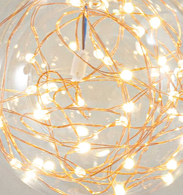 Ball Clear Glass Table Lamp Modern Starry LED Nightstand Light for Living Room