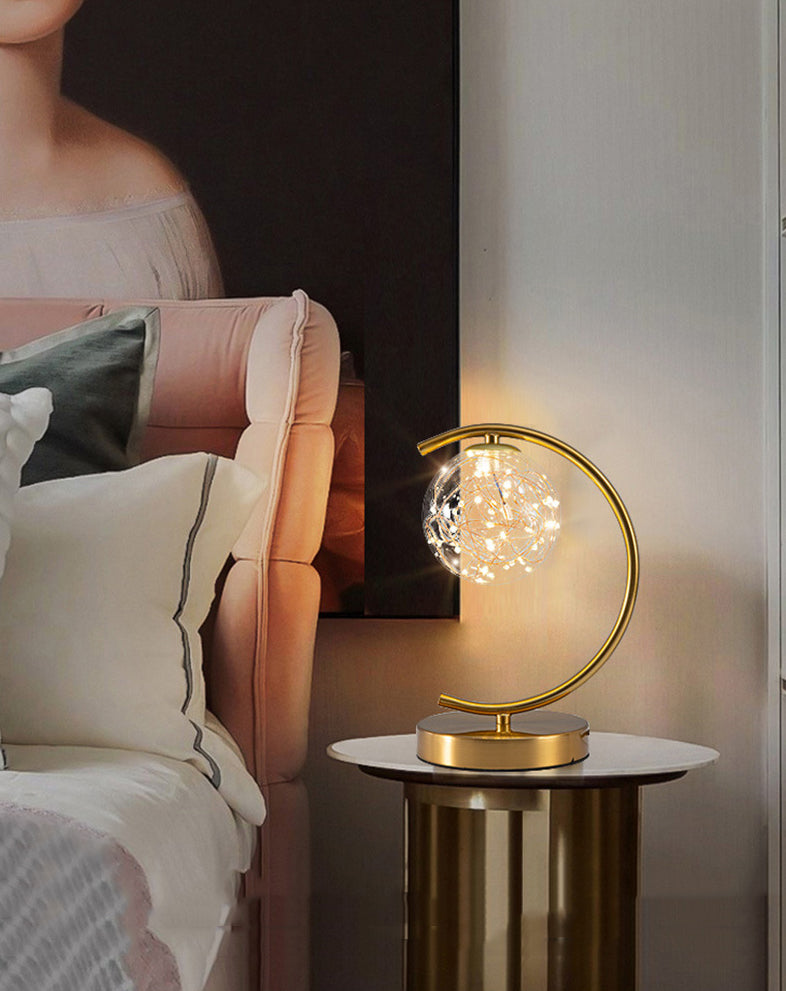 Ball Clear Glass Table Lamp Modern Starry LED Nightstand Light for Living Room