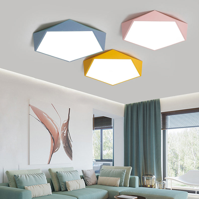 Acrylic Macaron LED Flush Mount Ceiling Light in Modern Singularity Wrought Iron Geometric Ceiling Fixture for Bedroom